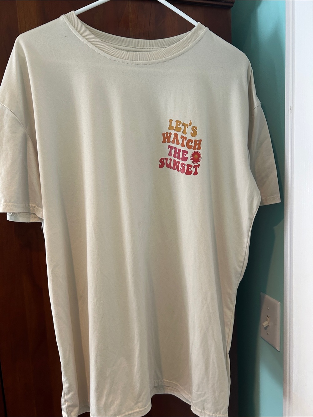 SHEIN Cream Graphic Tee with Yellow & Red Print